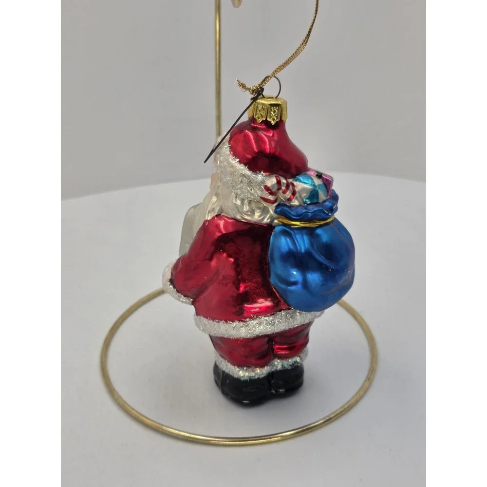Slavic Treasures 2000 Santa Computer Glass Christmas Ornament Y2K Glitter Retro